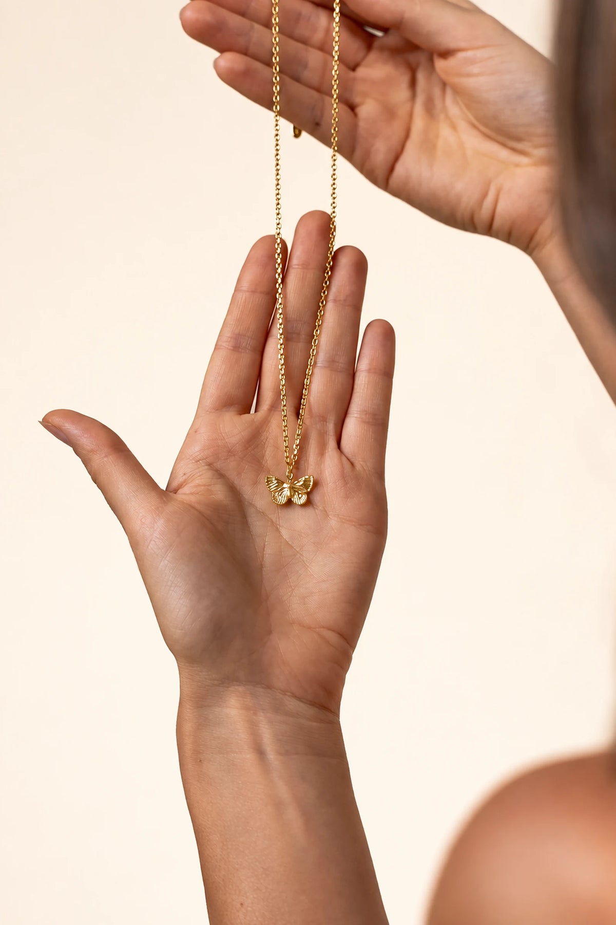 Gold Original Butterfly necklace pendant detail