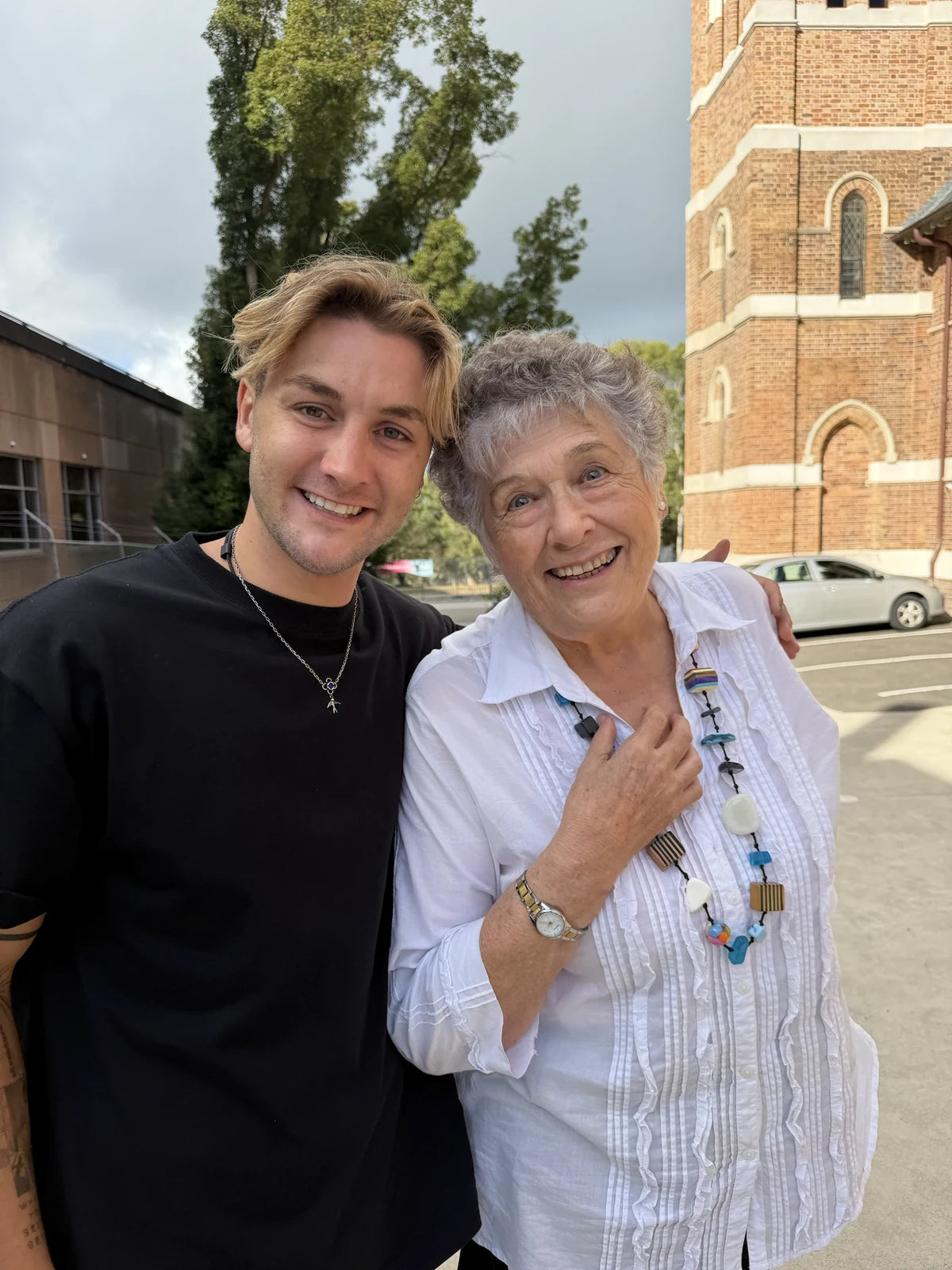 Lee with Pam in Australia