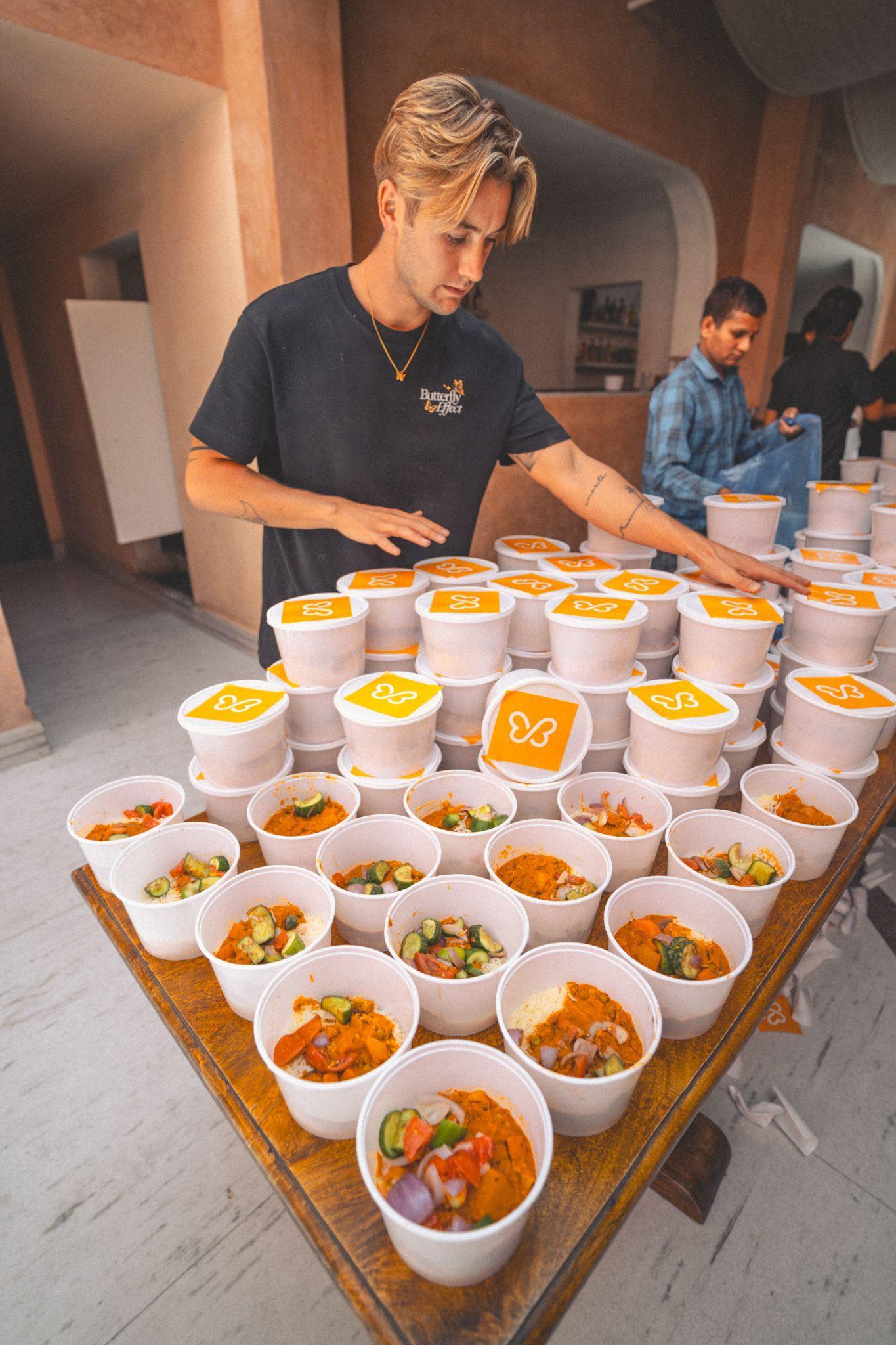 Meals prepped for distribution